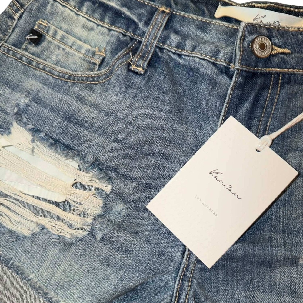 KanCan Light Blue Distressed Jean Shorts size Medium NWT - Picture 4 of 7